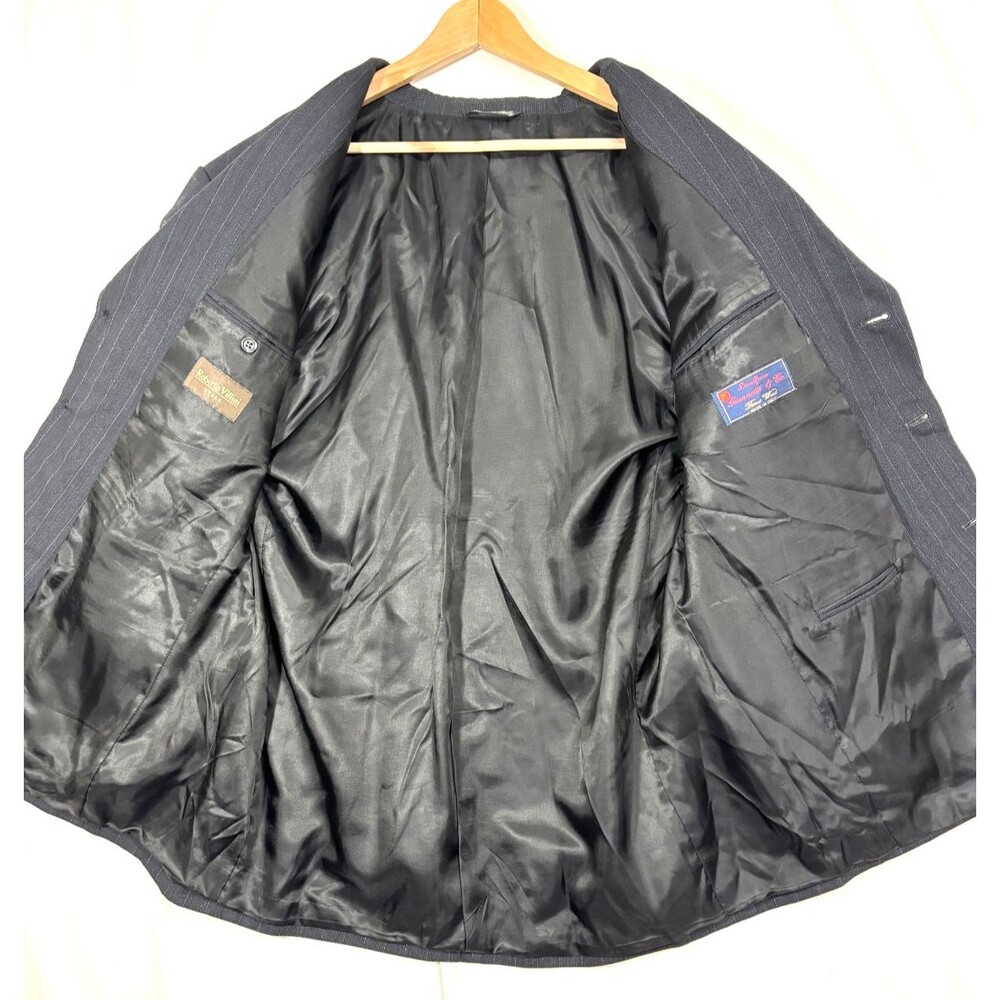 Vintage Roberto Villini Grey Wool Pinstripe Blazer 48R 3 Button Made in Italy - Picture 4 of 8